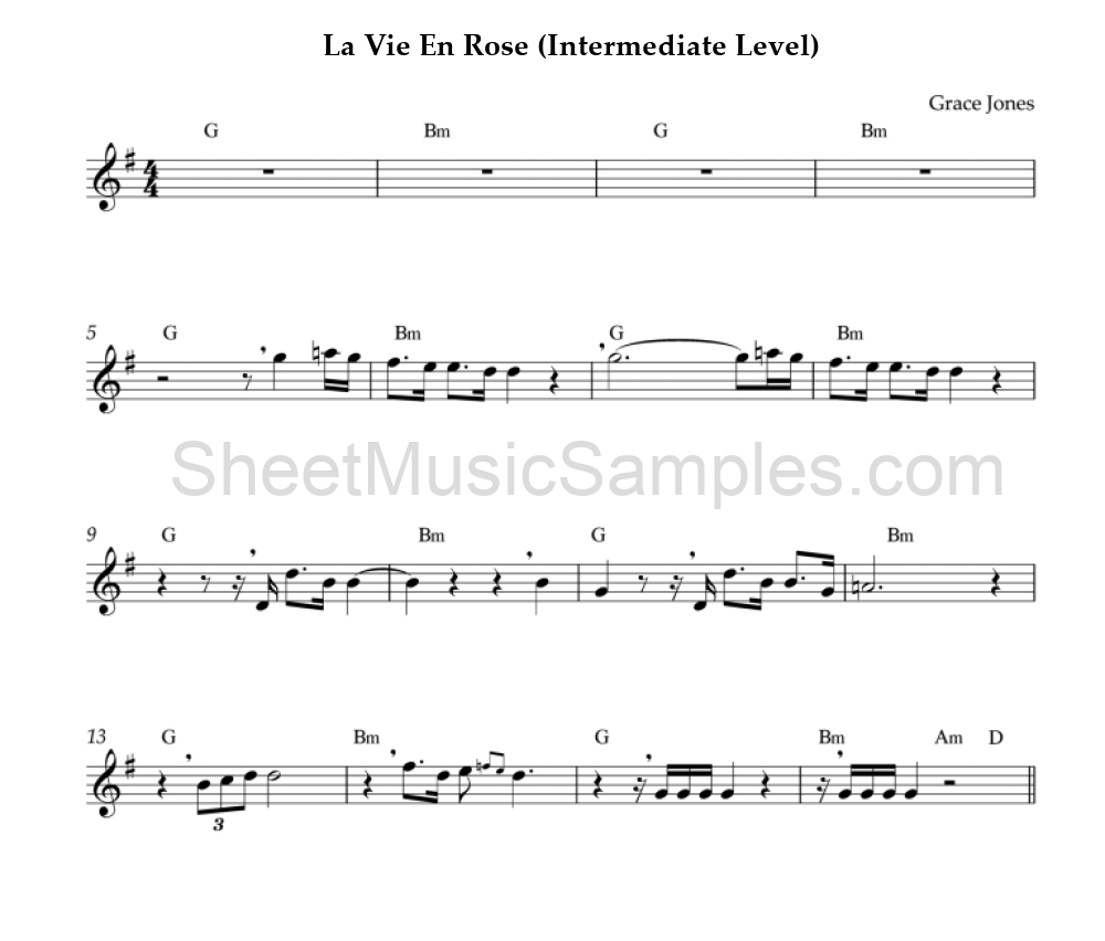 La Vie En Rose (Intermediate Level)