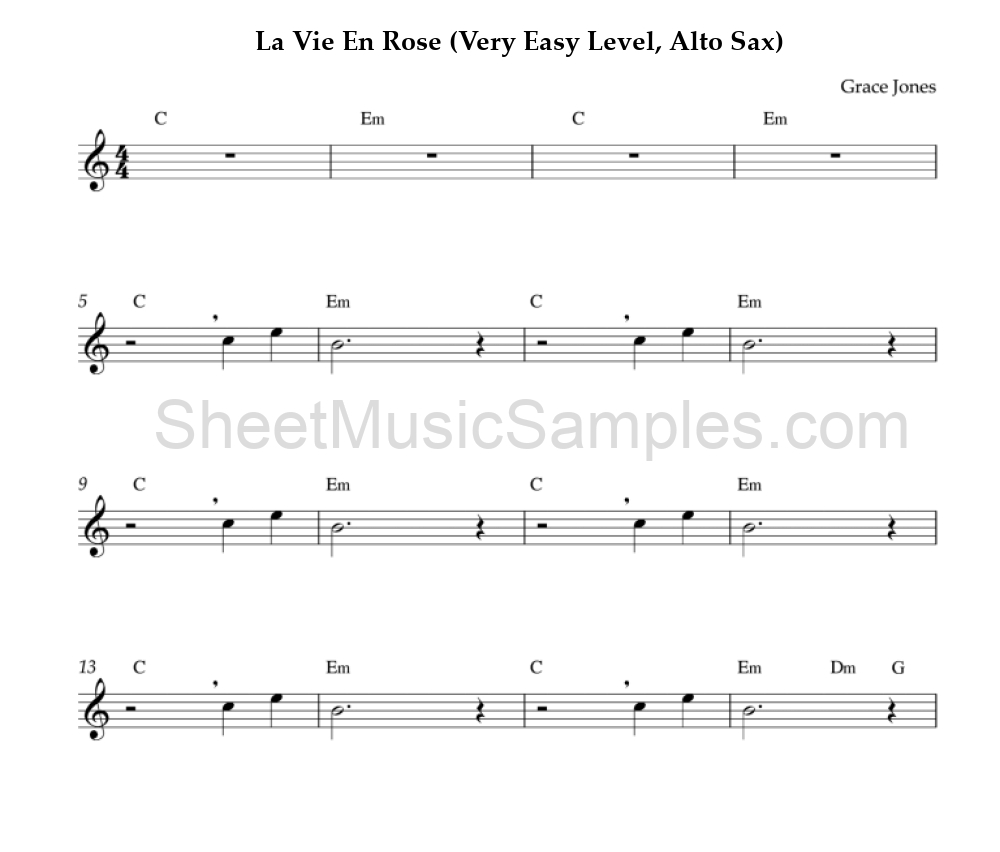 La Vie En Rose (Very Easy Level, Alto Sax)