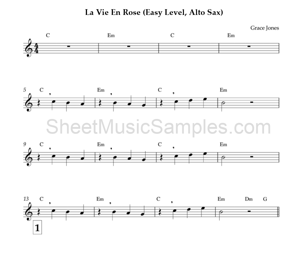 La Vie En Rose (Easy Level, Alto Sax)