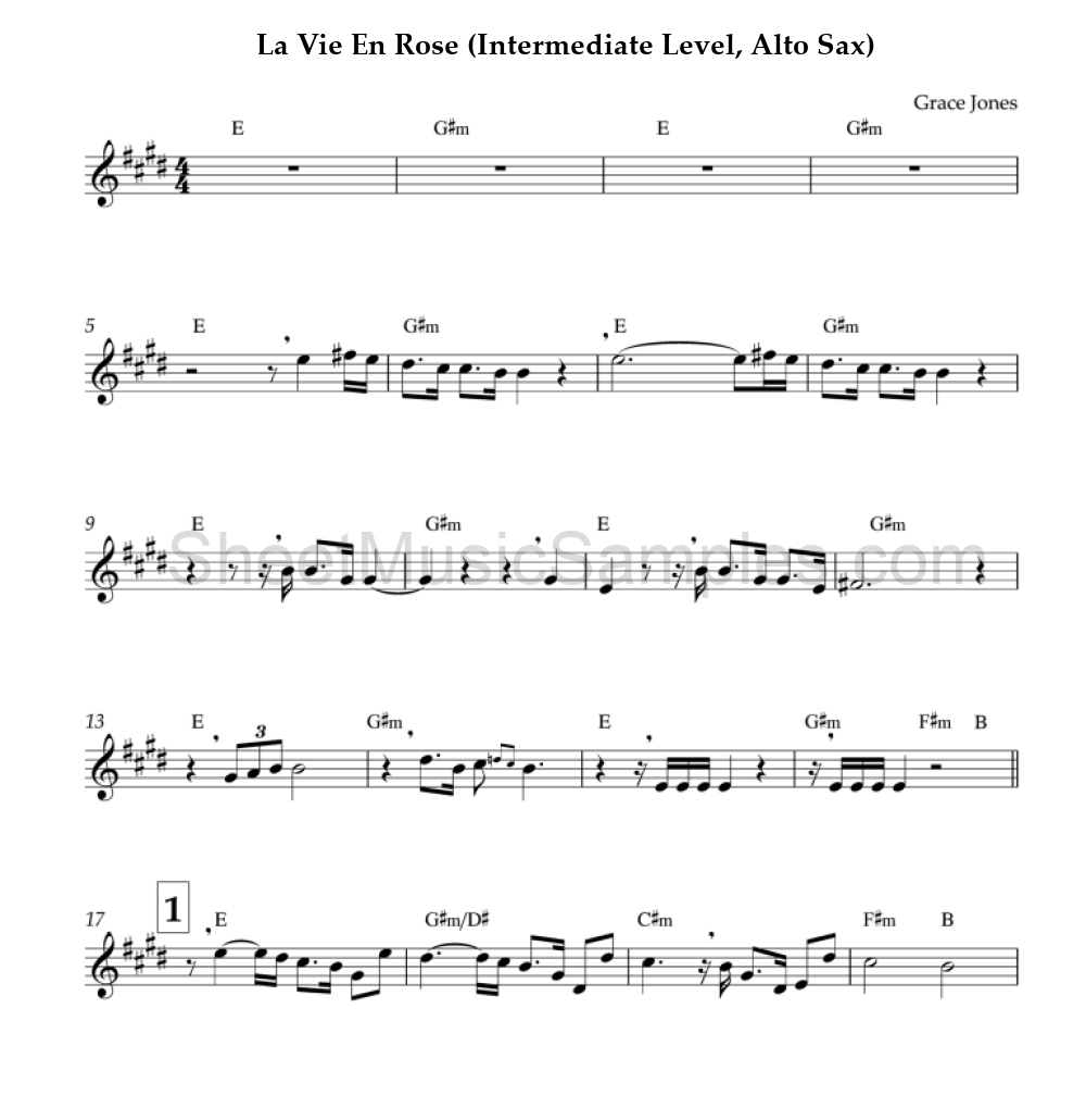 La Vie En Rose (Intermediate Level, Alto Sax)