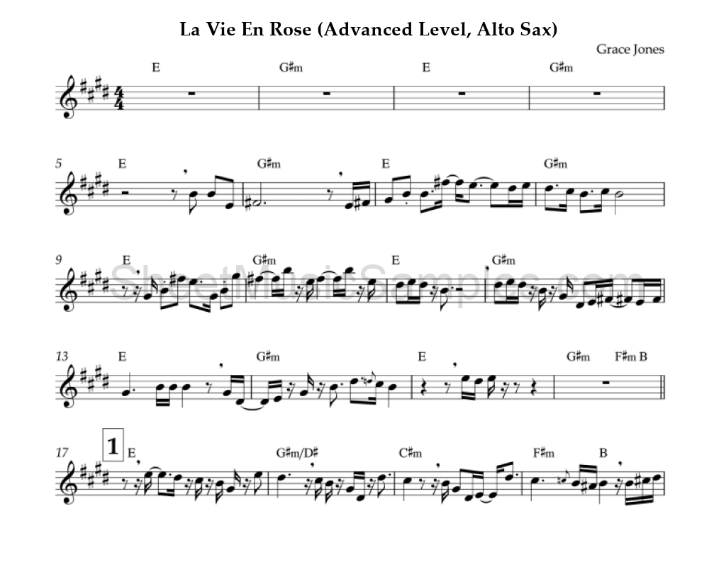 La Vie En Rose (Advanced Level, Alto Sax)