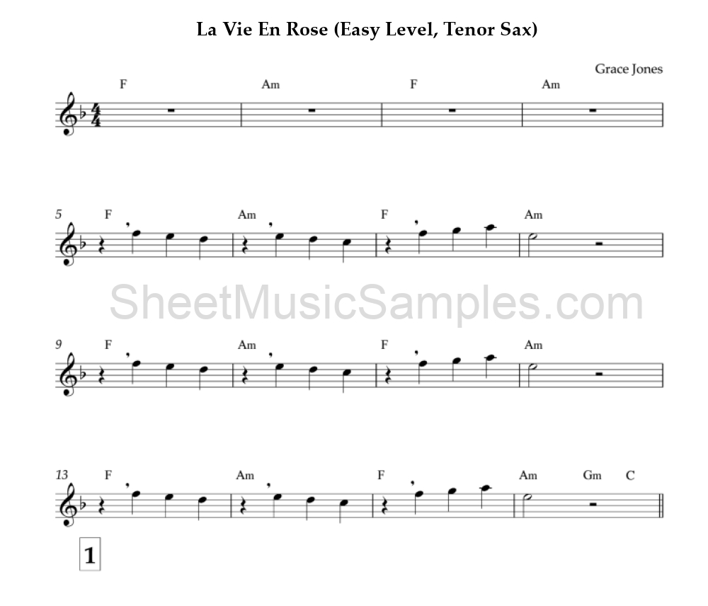 La Vie En Rose (Easy Level, Tenor Sax)