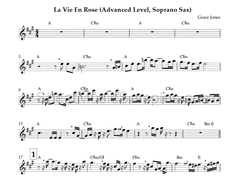 La Vie En Rose (Advanced Level, Soprano Sax)