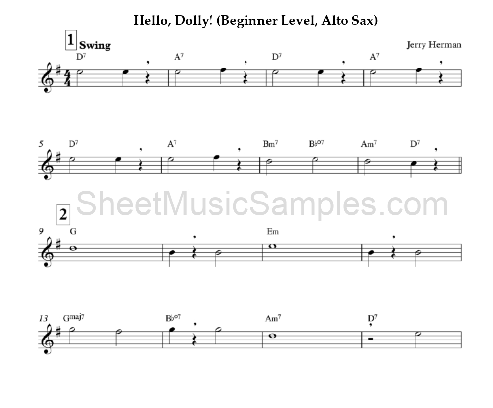 Hello, Dolly! (Beginner Level, Alto Sax)