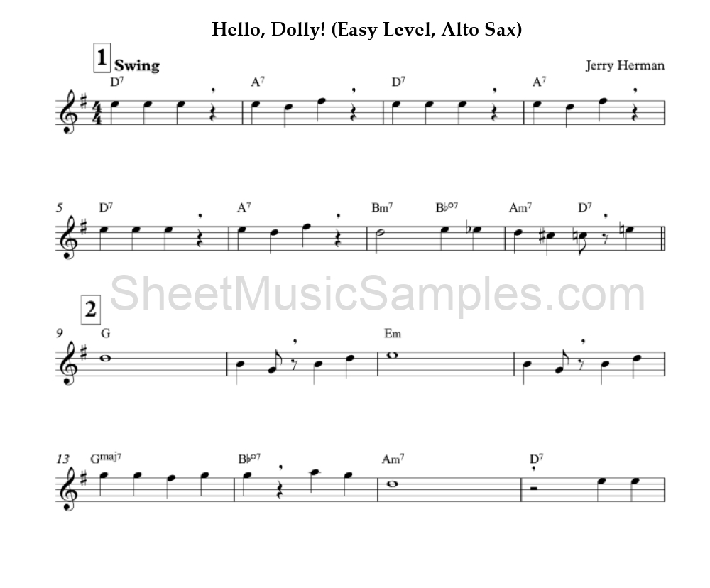 Hello, Dolly! (Easy Level, Alto Sax)