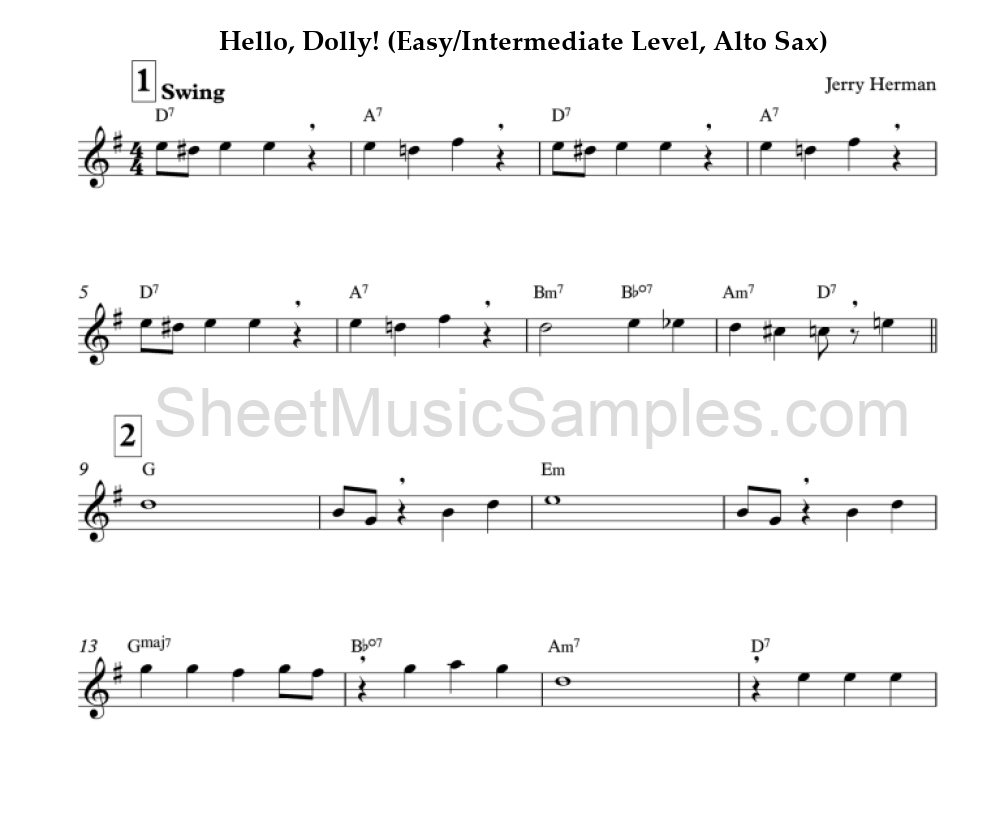 Hello, Dolly! (Easy/Intermediate Level, Alto Sax)