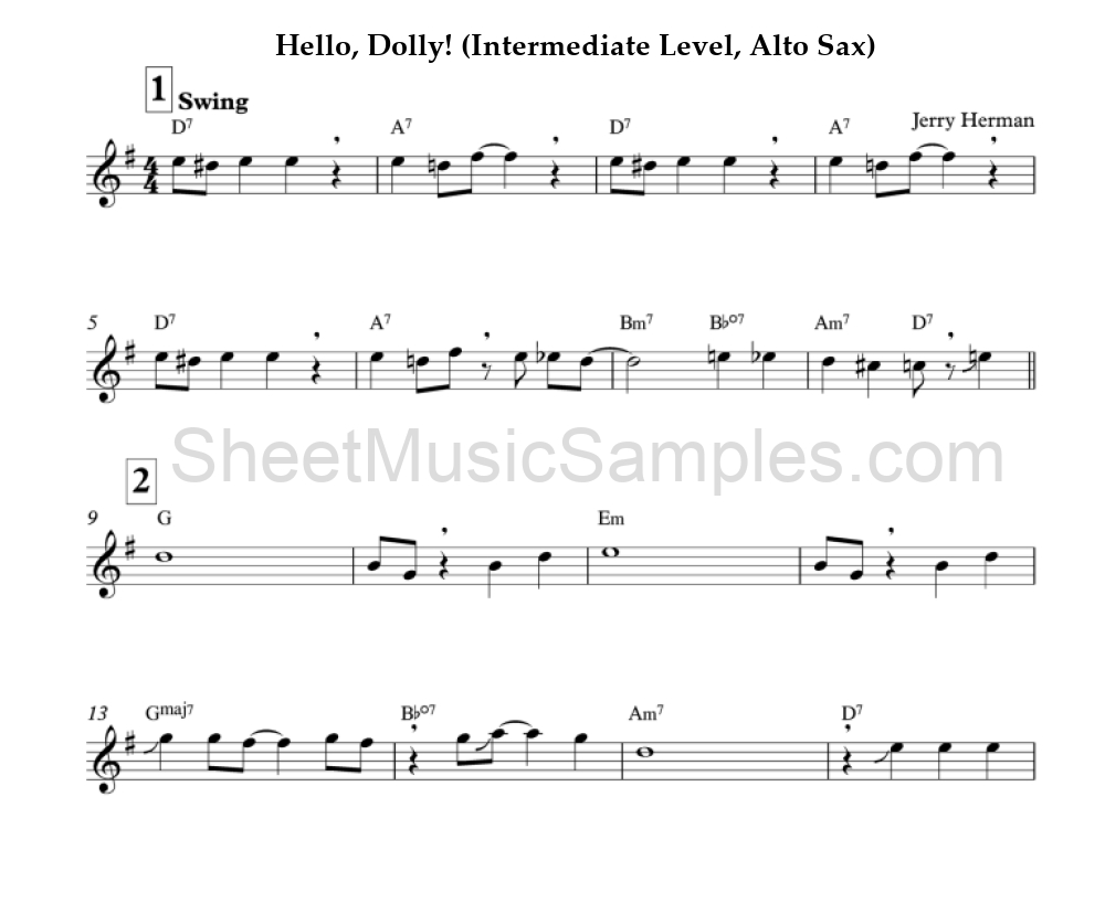 Hello, Dolly! (Intermediate Level, Alto Sax)