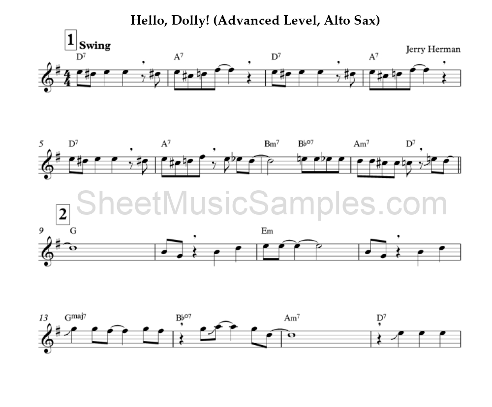 Hello, Dolly! (Advanced Level, Alto Sax)