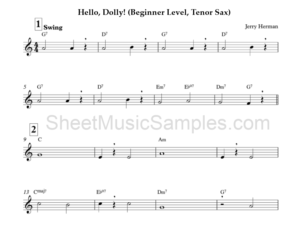 Hello, Dolly! (Beginner Level, Tenor Sax)