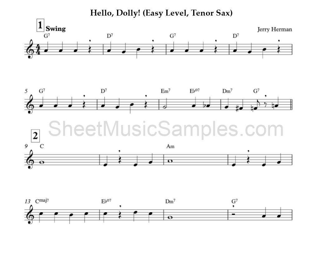 Hello, Dolly! (Easy Level, Tenor Sax)