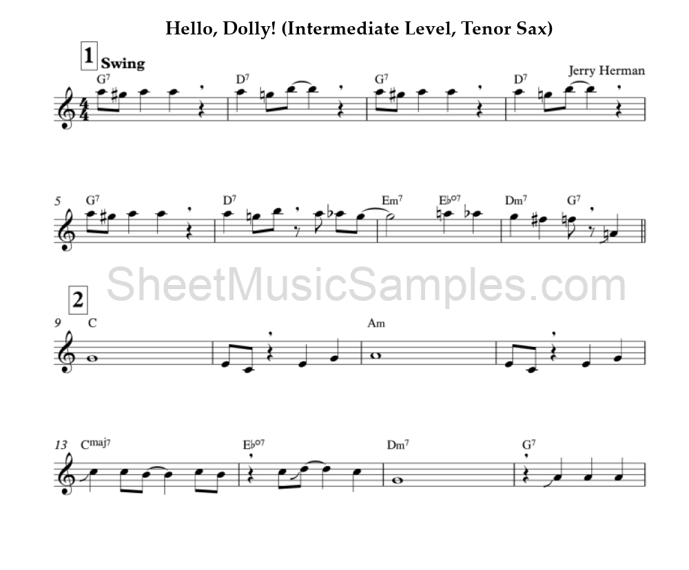 Hello, Dolly! (Intermediate Level, Tenor Sax)