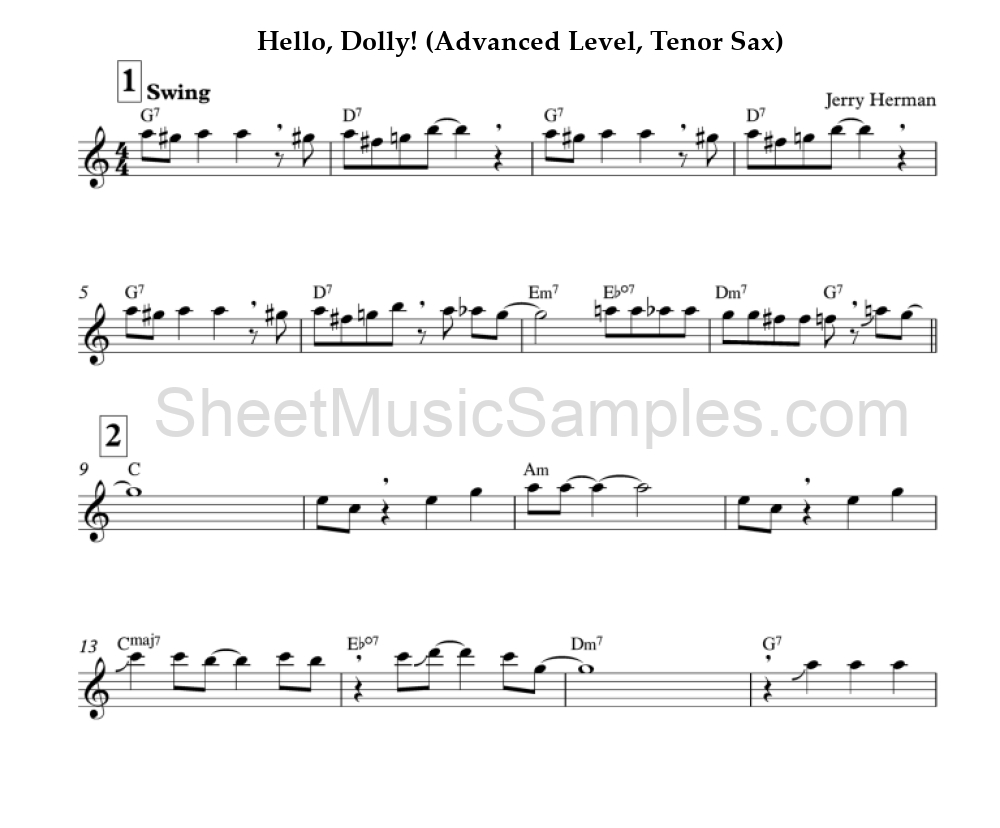 Hello, Dolly! (Advanced Level, Tenor Sax)