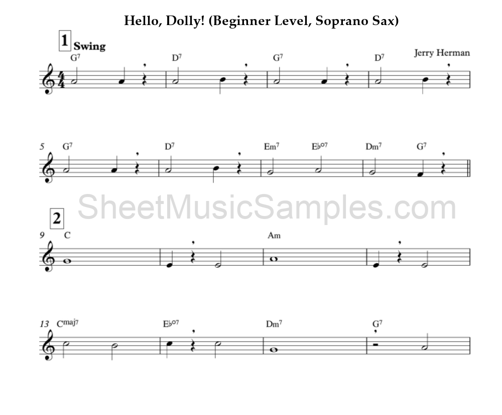 Hello, Dolly! (Beginner Level, Soprano Sax)