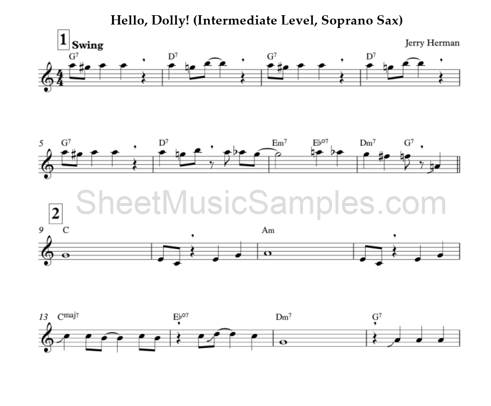 Hello, Dolly! (Intermediate Level, Soprano Sax)