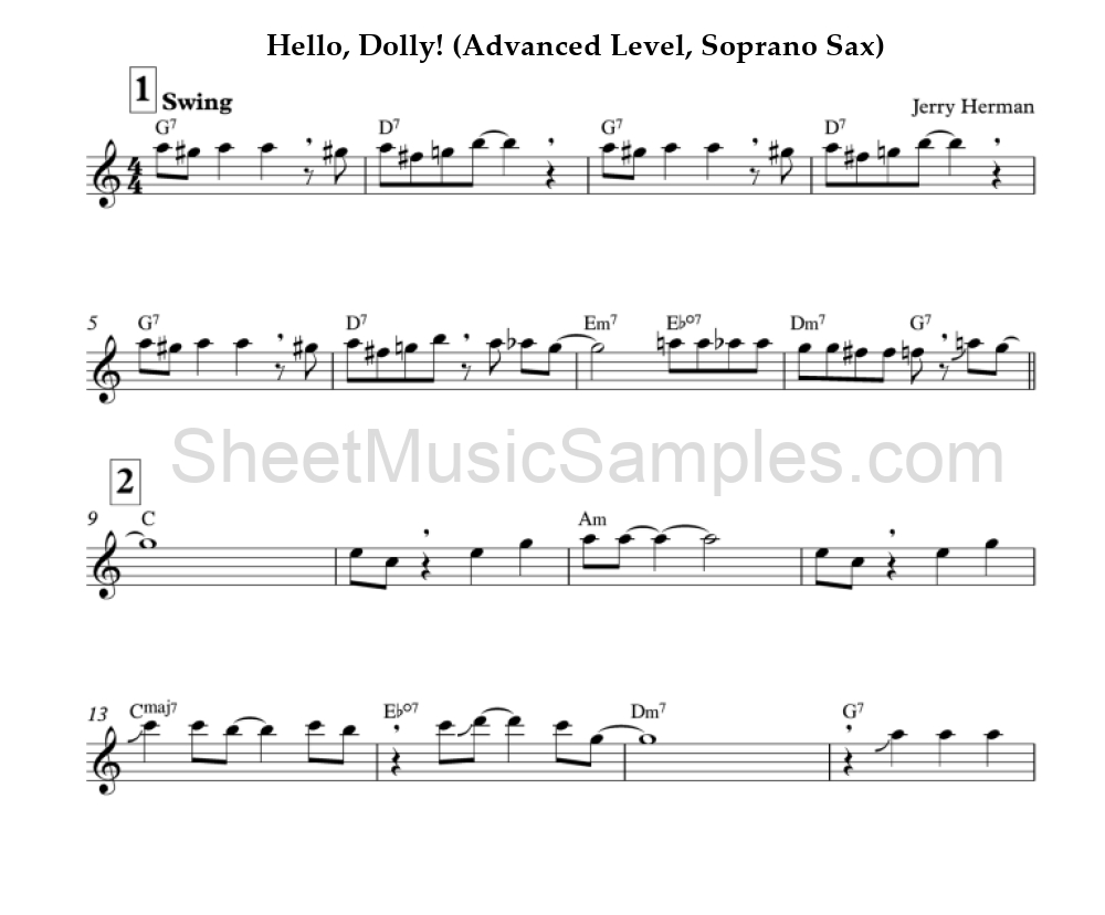 Hello, Dolly! (Advanced Level, Soprano Sax)