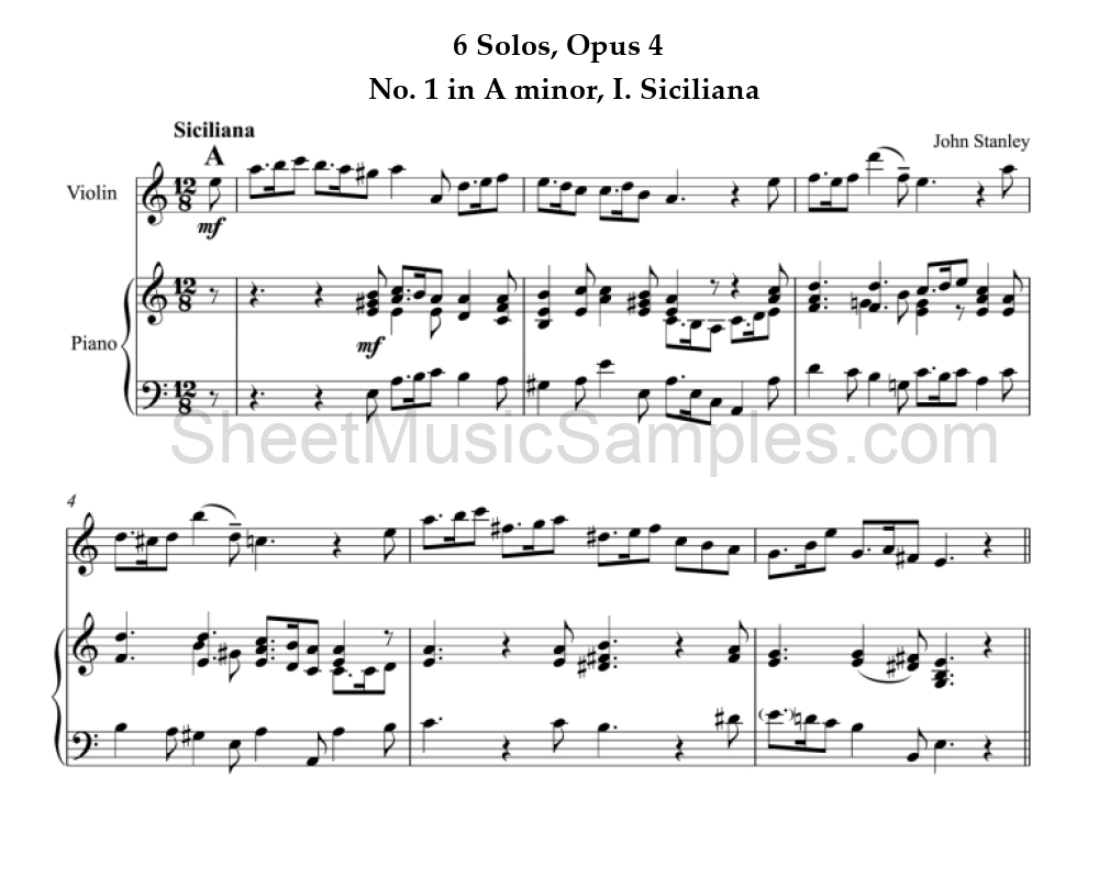 6 Solos, Opus 4 - No. 1 in A minor, I. Siciliana