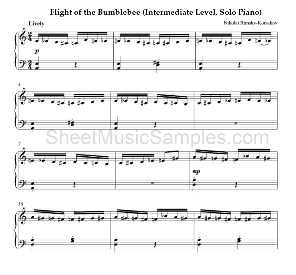 Flight of the Bumblebee (Intermediate Level, Solo Piano)