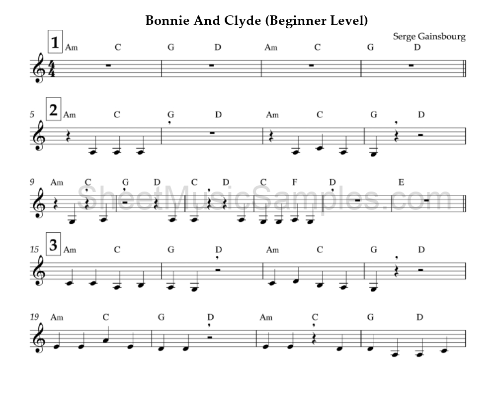 Bonnie And Clyde (Beginner Level)