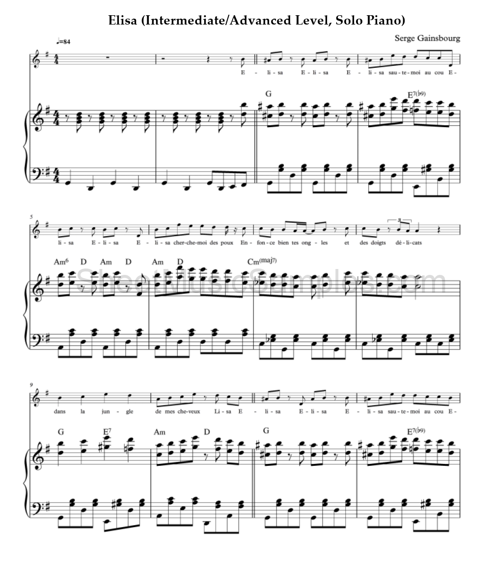 Elisa (Intermediate/Advanced Level, Solo Piano)