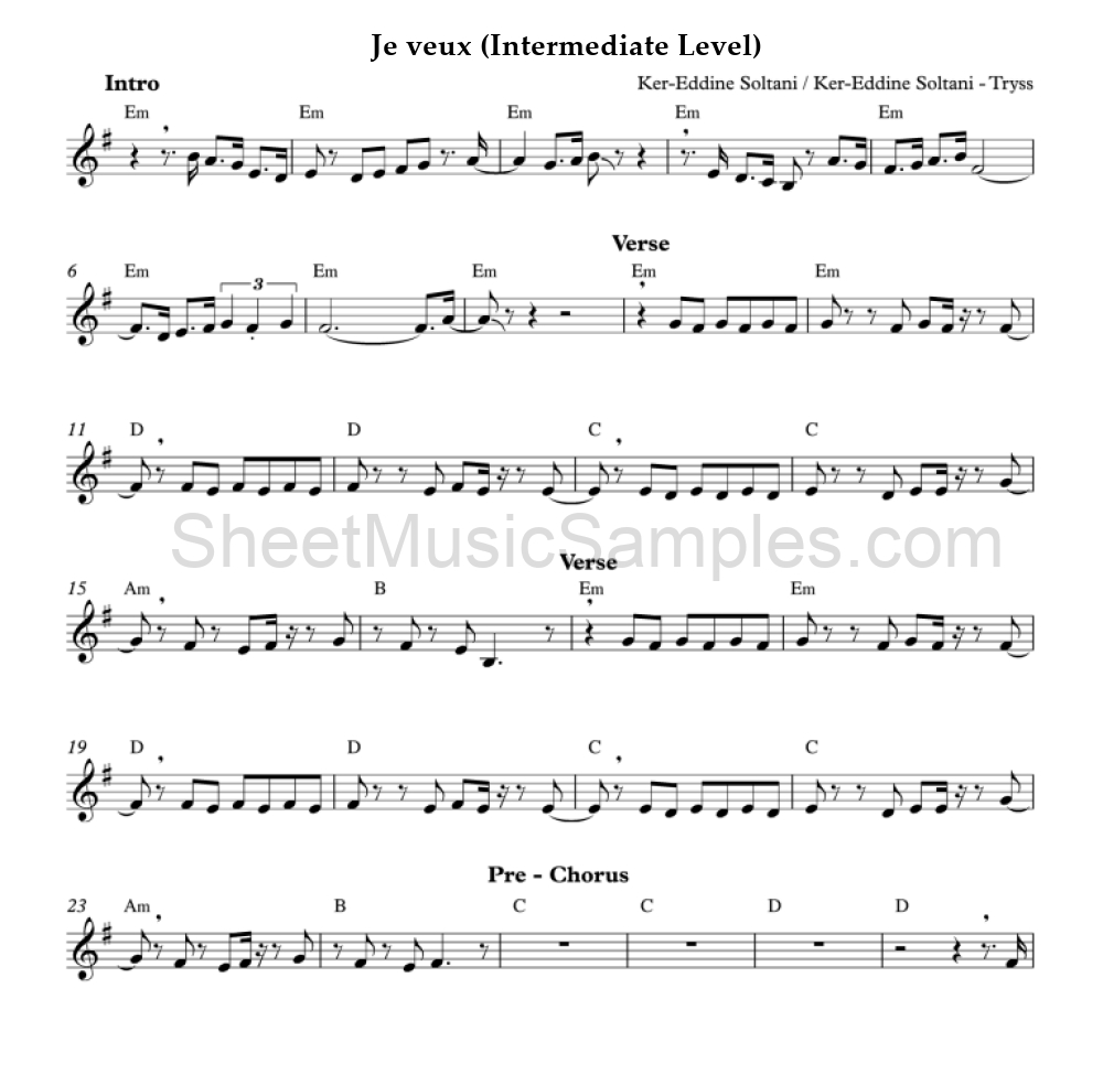 Je veux (Intermediate Level)