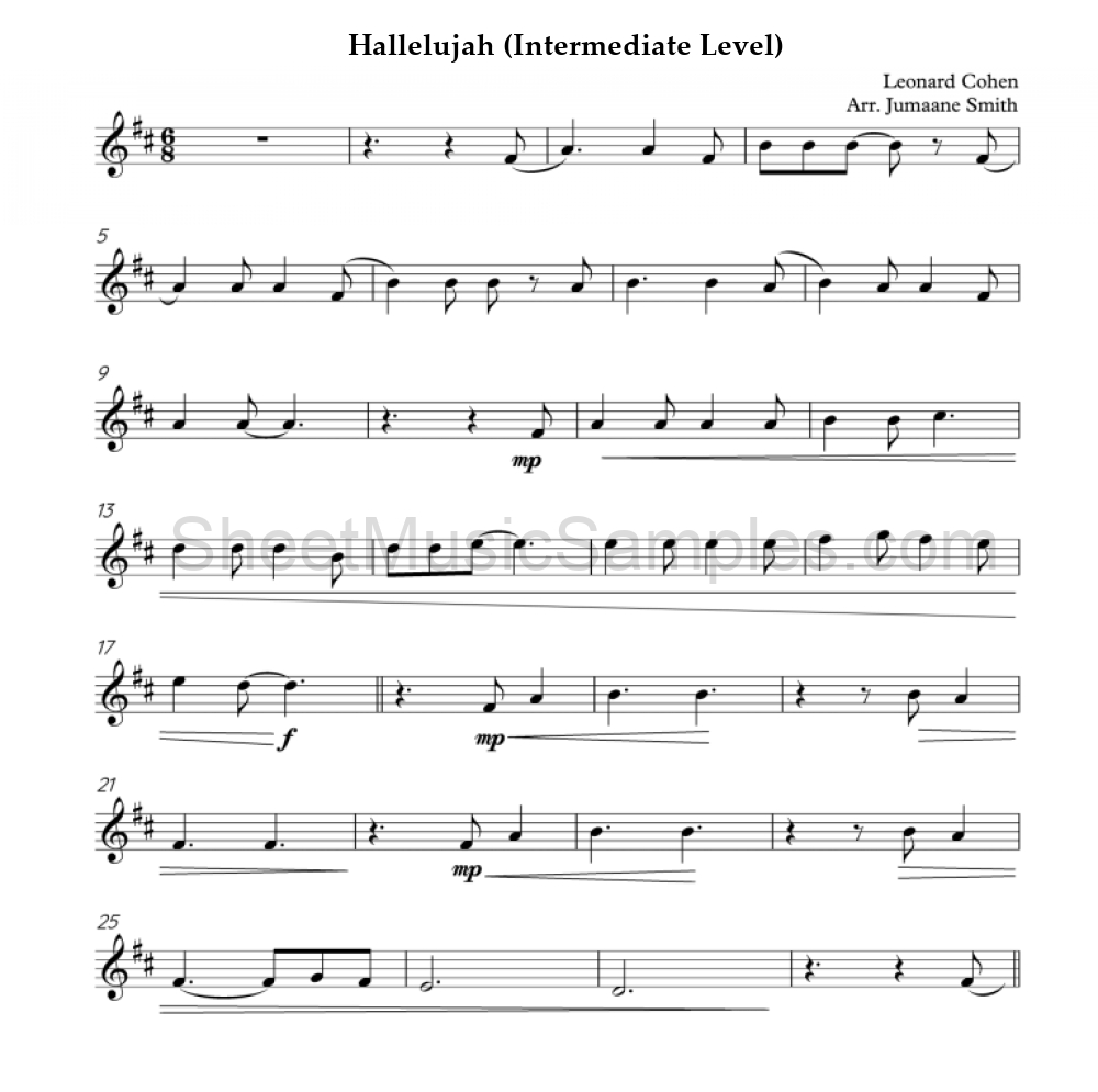 Hallelujah (Intermediate Level)