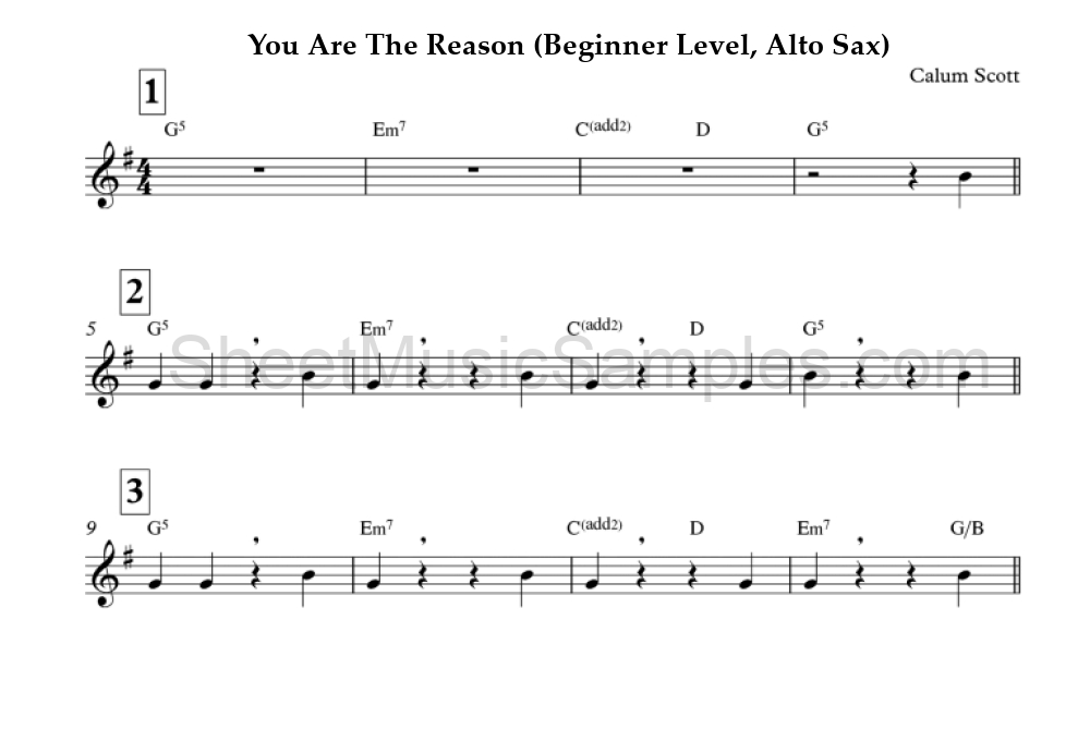 You Are The Reason (Beginner Level, Alto Sax)