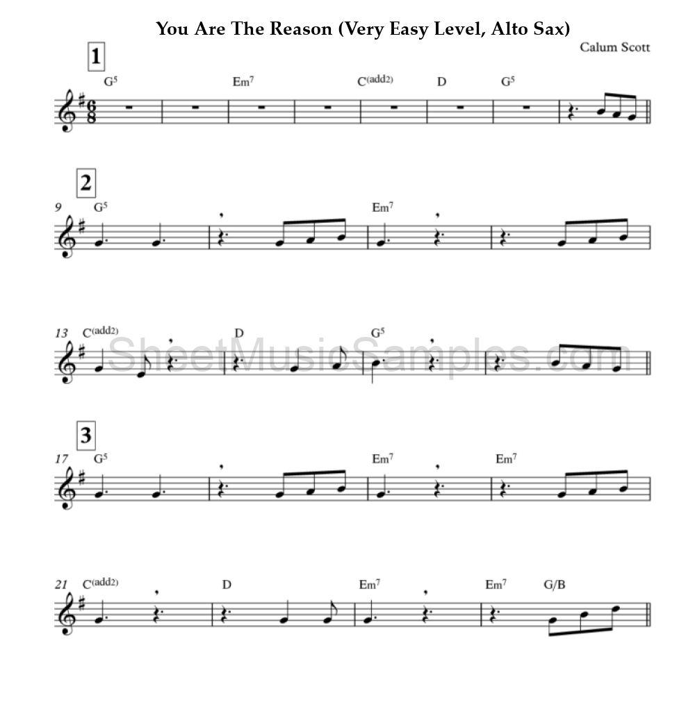 You Are The Reason (Very Easy Level, Alto Sax)