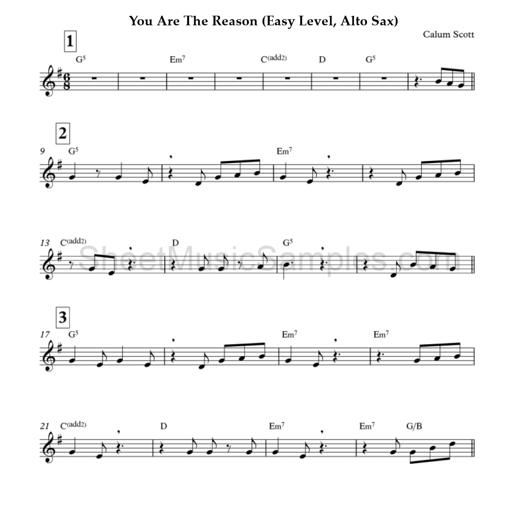 You Are The Reason (Easy Level, Alto Sax)