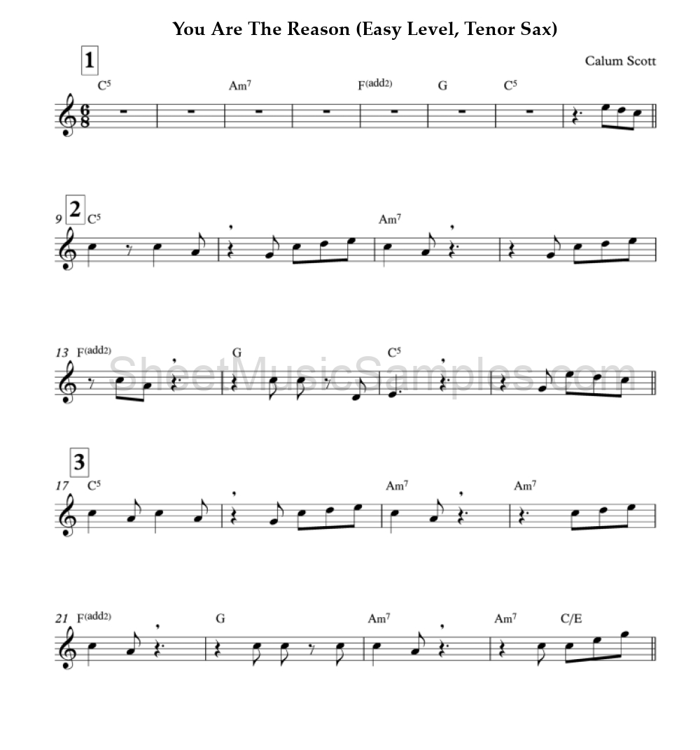 You Are The Reason (Easy Level, Tenor Sax)