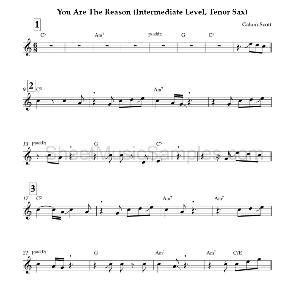 You Are The Reason (Intermediate Level, Tenor Sax)