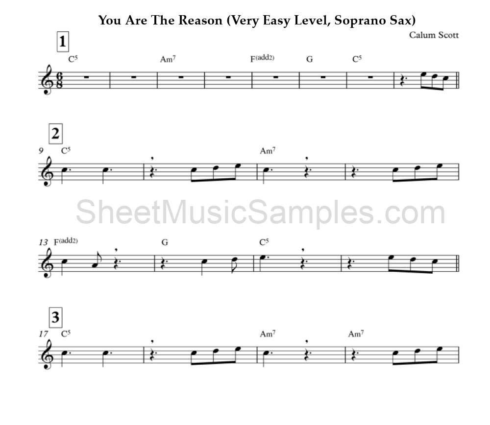 You Are The Reason (Very Easy Level, Soprano Sax)