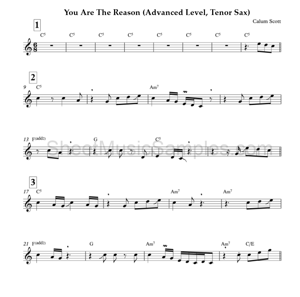 You Are The Reason (Advanced Level, Tenor Sax)