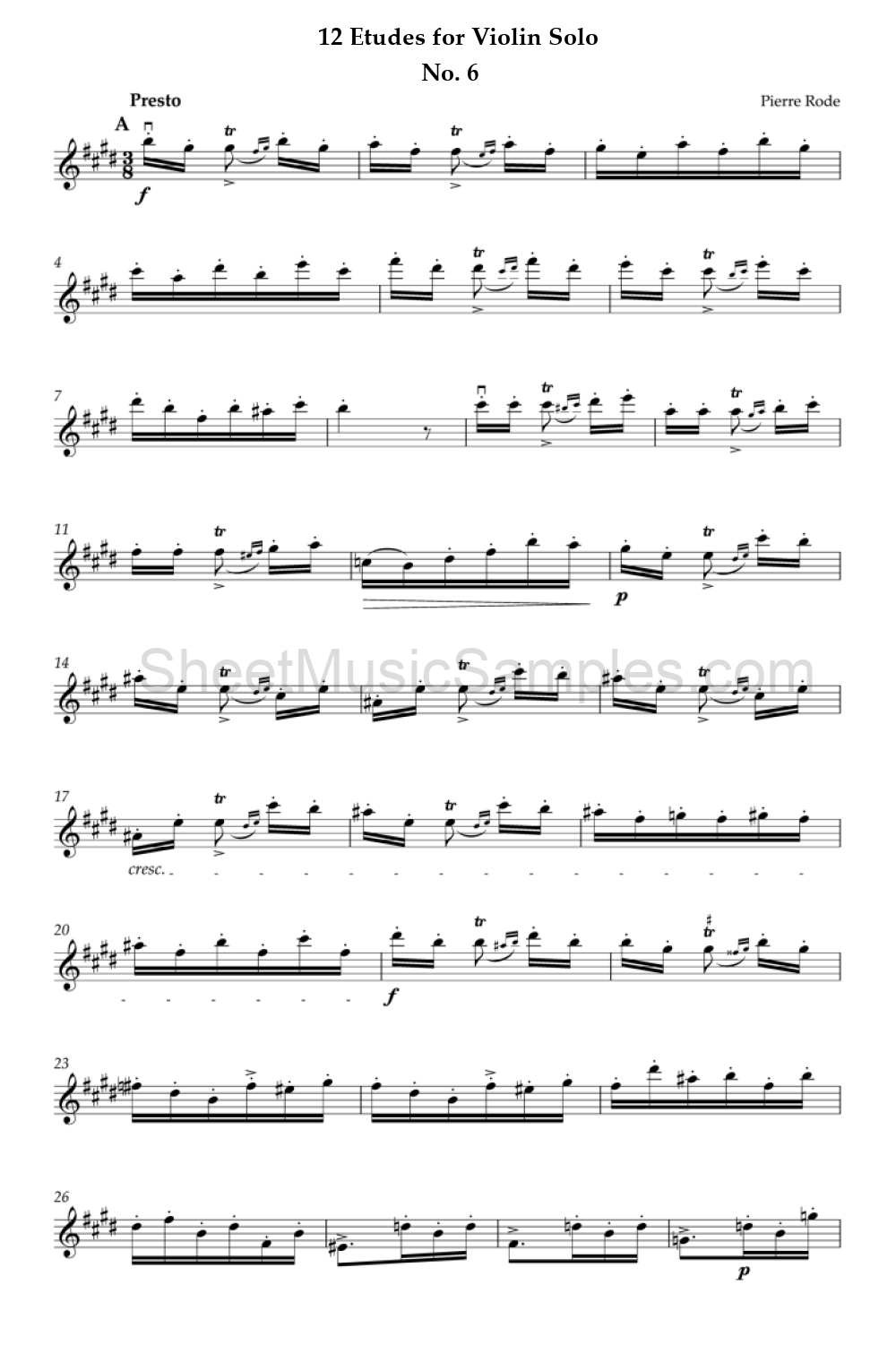 12 Etudes for Violin Solo - No. 6