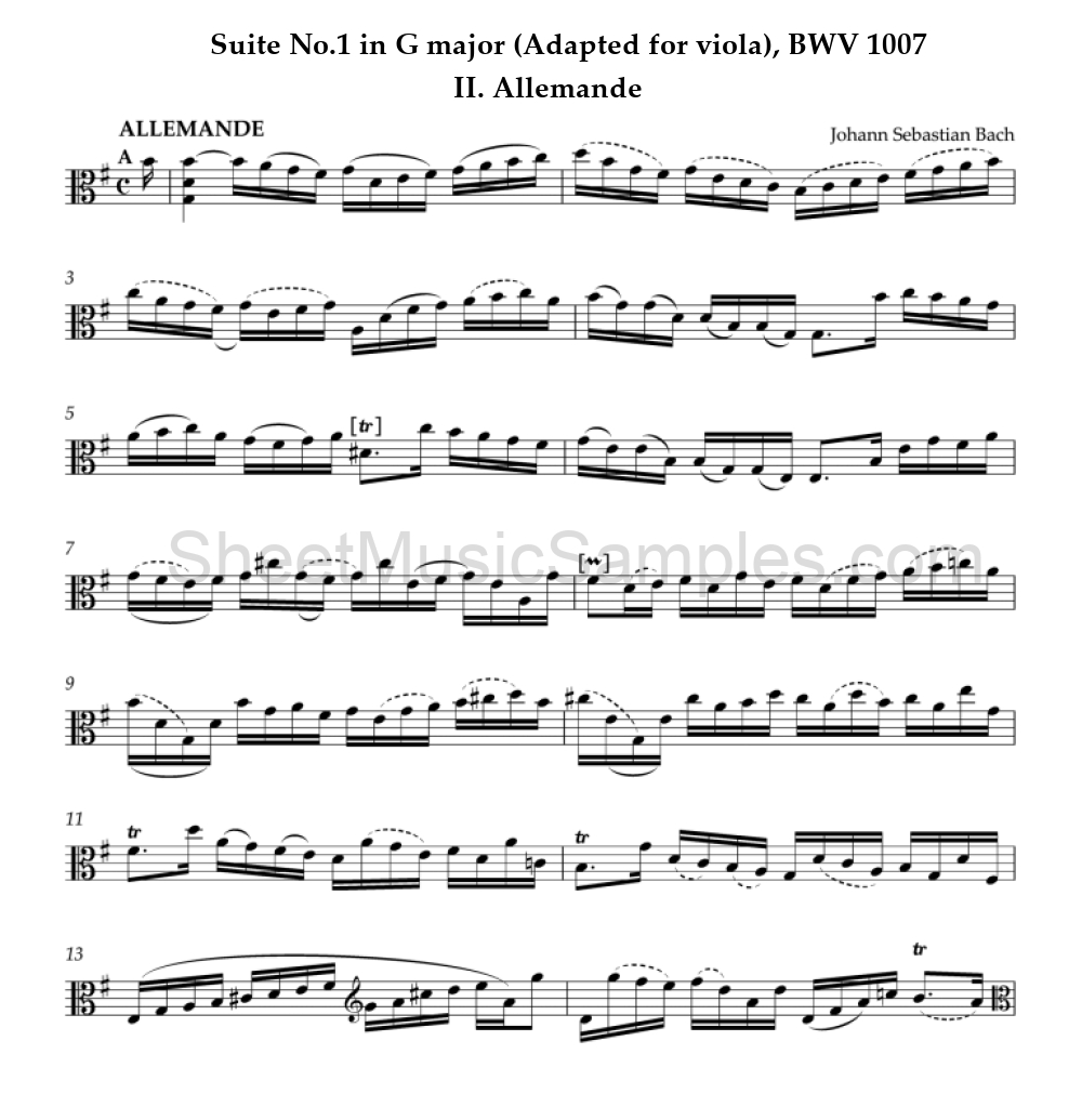 Suite No.1 in G major (Adapted for viola), BWV 1007 - II. Allemande