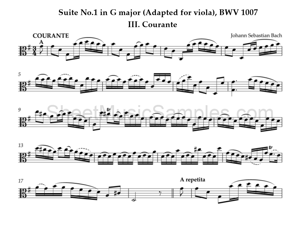 Suite No.1 in G major (Adapted for viola), BWV 1007 - III. Courante