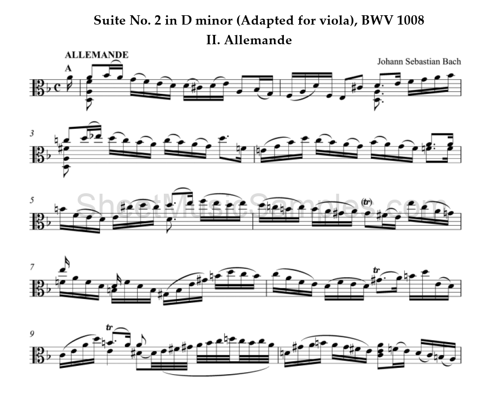 Suite No. 2 in D minor (Adapted for viola), BWV 1008 - II. Allemande