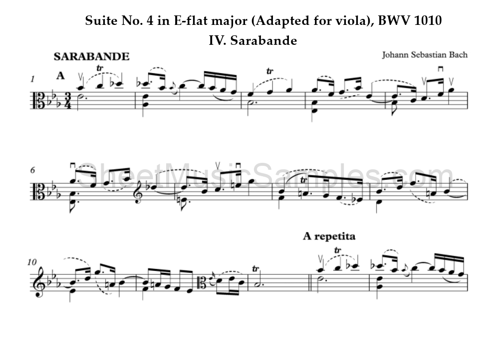 Suite No. 4 in E-flat major (Adapted for viola), BWV 1010 - IV. Sarabande