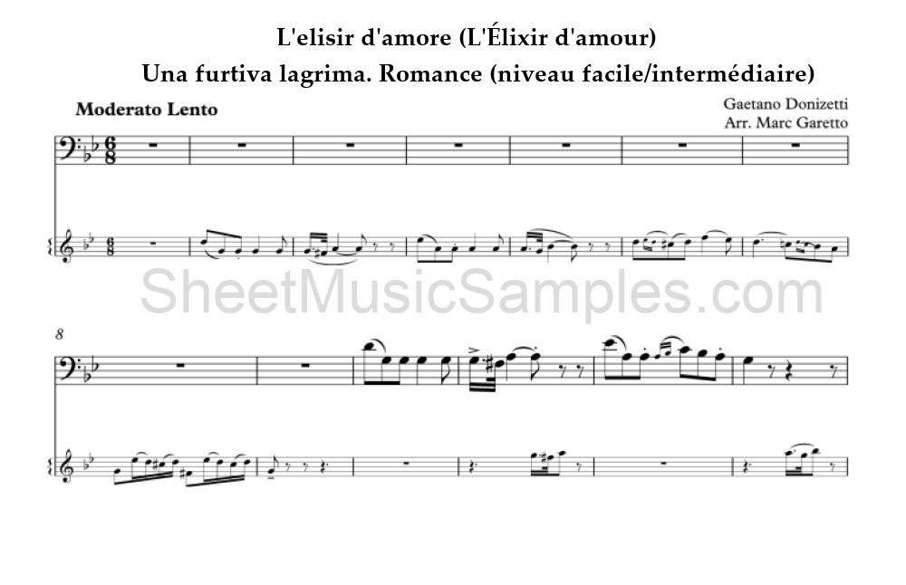 L'elisir d'amore (L'Élixir d'amour) - Una furtiva lagrima. Romance (niveau facile/intermédiaire)