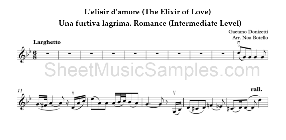 L'elisir d'amore (The Elixir of Love) - Una furtiva lagrima. Romance (Intermediate Level)