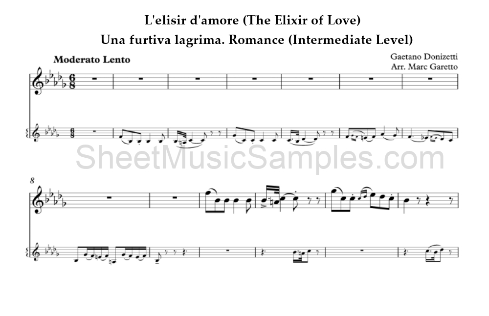 L'elisir d'amore (The Elixir of Love) - Una furtiva lagrima. Romance (Intermediate Level)