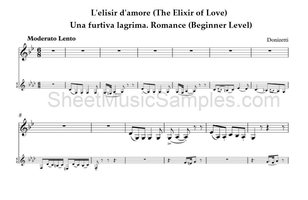 L'elisir d'amore (The Elixir of Love) - Una furtiva lagrima. Romance (Beginner Level)