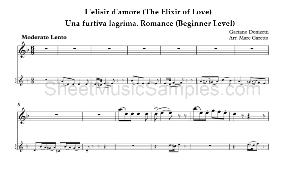 L'elisir d'amore (The Elixir of Love) - Una furtiva lagrima. Romance (Beginner Level)