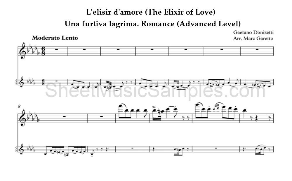 L'elisir d'amore (The Elixir of Love) - Una furtiva lagrima. Romance (Advanced Level)