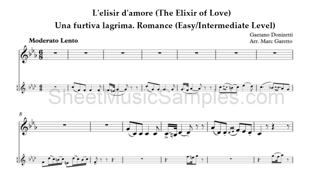 L'elisir d'amore (The Elixir of Love) - Una furtiva lagrima. Romance (Easy/Intermediate Level)