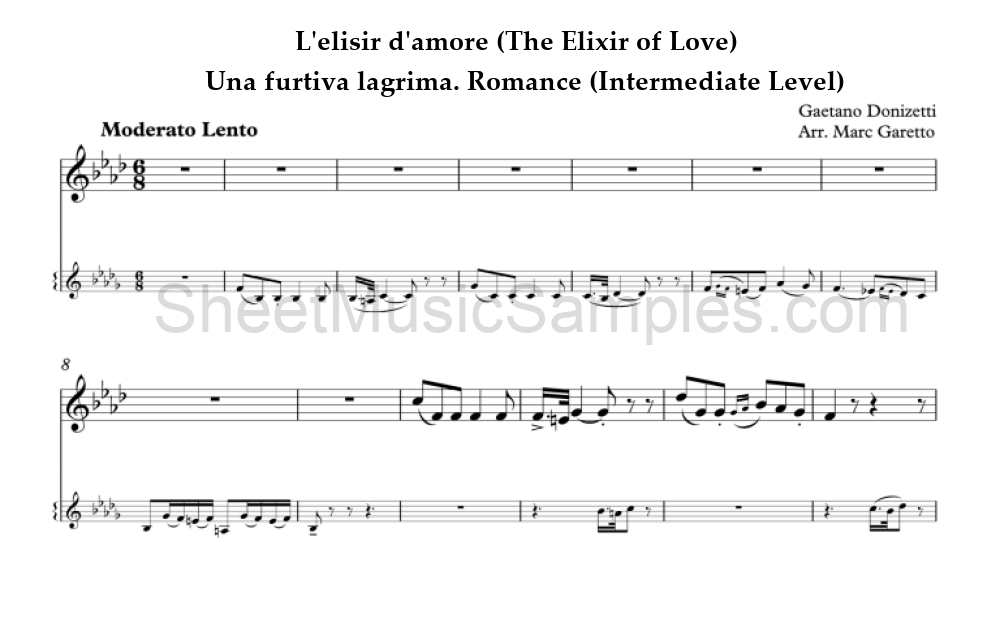 L'elisir d'amore (The Elixir of Love) - Una furtiva lagrima. Romance (Intermediate Level)