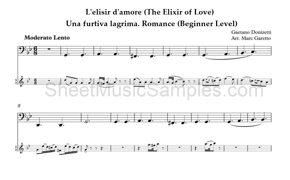 L'elisir d'amore (The Elixir of Love) - Una furtiva lagrima. Romance (Beginner Level)