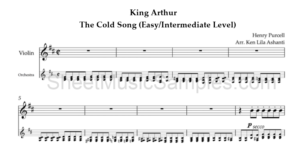 King Arthur - The Cold Song (Easy/Intermediate Level)