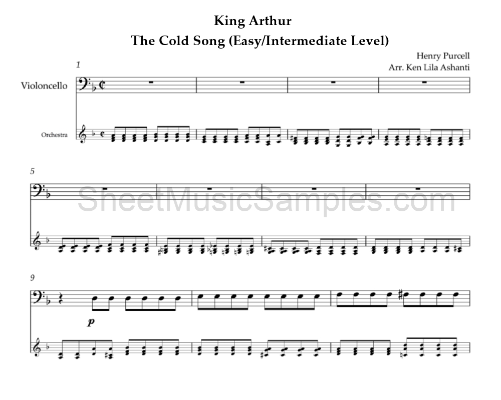 King Arthur - The Cold Song (Easy/Intermediate Level)