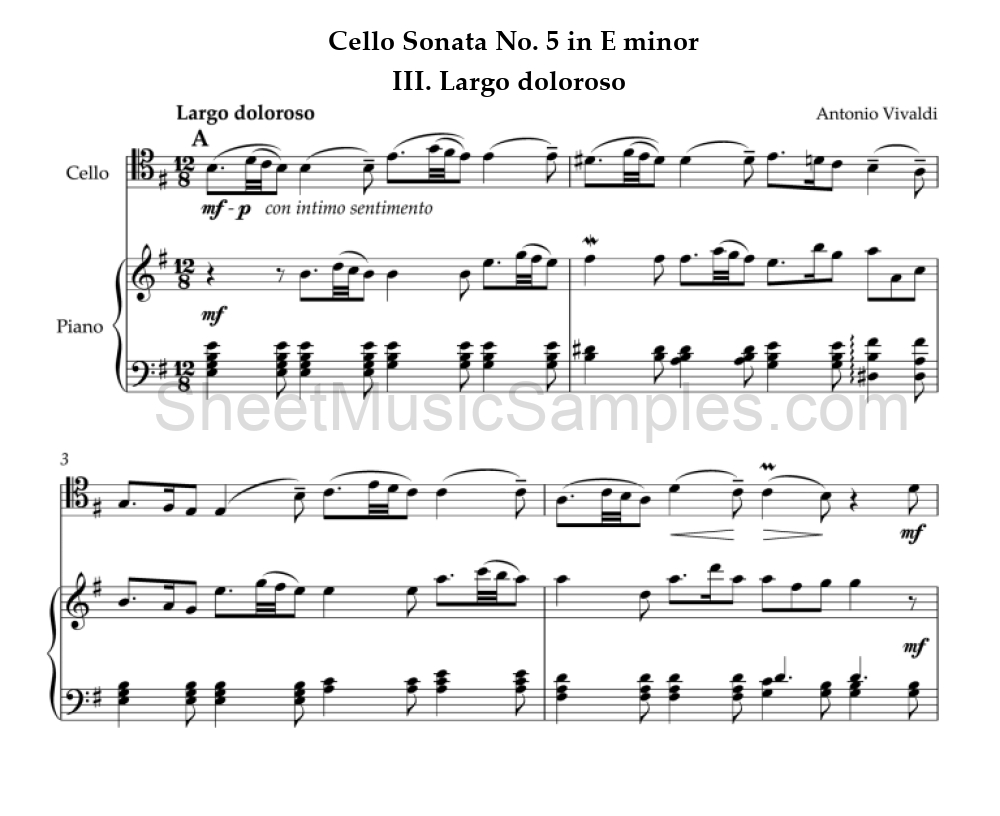 Cello Sonata No. 5 in E minor - III. Largo doloroso