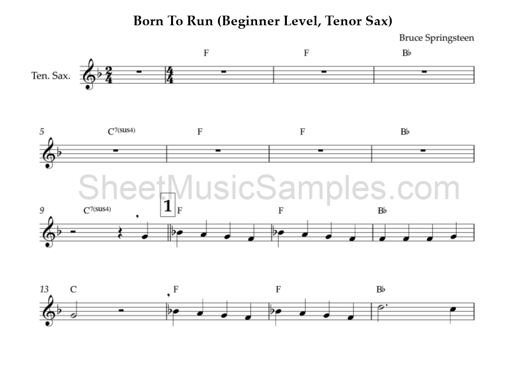 Born To Run (Beginner Level, Tenor Sax)